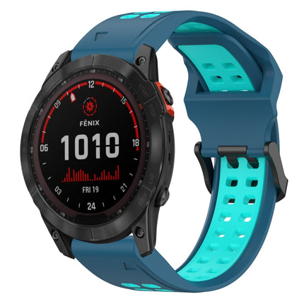 Two Color Reverse Buckle 26mm Silicone Watch Band, For Garmin Fenix 7X, For Garmin Fenix 7X Solar