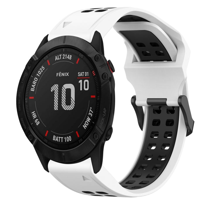 Two Color Reverse Buckle 26mm Silicone Watch Band, For Garmin Fenix 6X Pro, For Garmin Fenix 5X