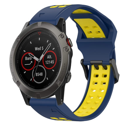 Two Color Reverse Buckle 26mm Silicone Watch Band, For Garmin Fenix 6X Pro, For Garmin Fenix 5X