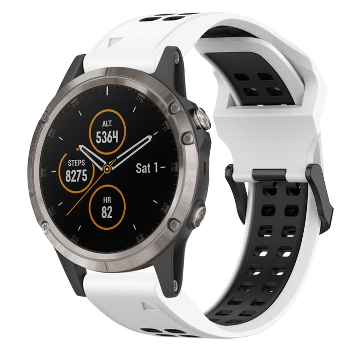 Two Color Reverse Buckle 26mm Silicone Watch Band, For Garmin Fenix 5X Plus, For Garmin Fenix 6X