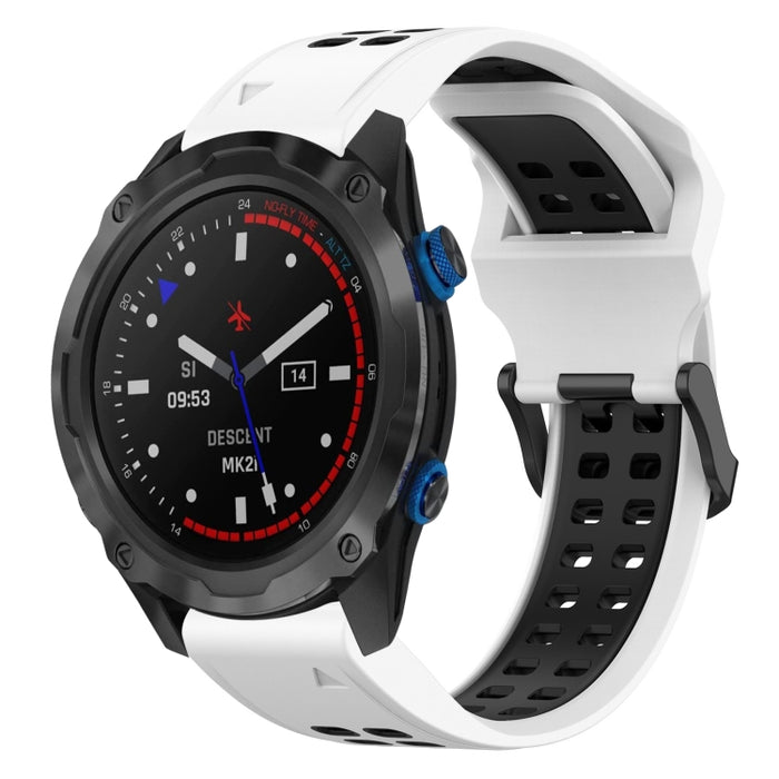 Two Color Reverse Buckle 26mm Silicone Watch Band, For Garmin Descent MK 2i, For Garmin TACTIX DELTA