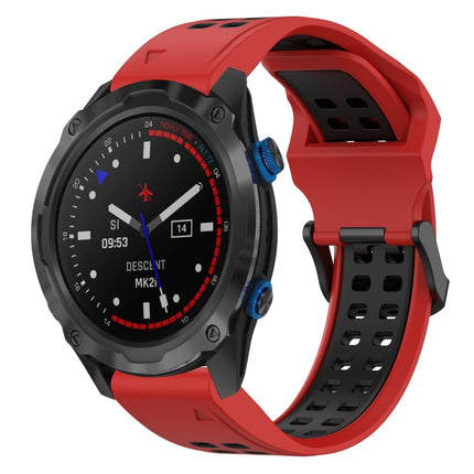 Two Color Reverse Buckle 26mm Silicone Watch Band, For Garmin Descent MK 2i, For Garmin TACTIX DELTA