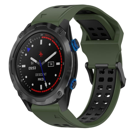 Two Color Reverse Buckle 26mm Silicone Watch Band, For Garmin Descent MK 2i, For Garmin TACTIX DELTA