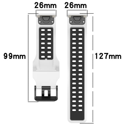 Two Color Reverse Buckle 26mm Silicone Watch Band, For Garmin Fenix 6X Pro, For Garmin Fenix 5X