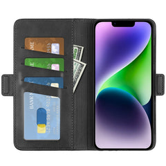 Dual-side Magnetic Buckle Horizontal Flip Leather Phone Case, For iPhone 15