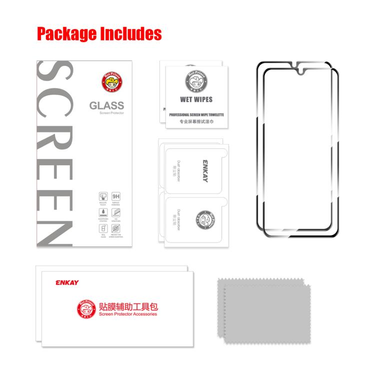 2pcs ENKAY Hat-Prince Full Glue High Aluminum-silicon Tempered Glass Film, For Redmi 15C Global 171.5mm / Poco C85, For Redmi 15C 5G / 4G Europe 173.1mm, For Redmi 13X, For Redmi Note 14S 4G, For Redmi Turbo 4, For Xiaomi Poco X7 Pro�������������������...
