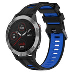For Garmin Fenix 6 Solar / Black+Blue
