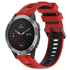 For Garmin Fenix 6 Solar / Red+Black