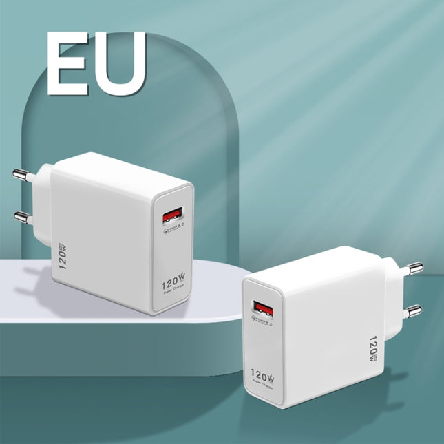 120W USB Super Fast Charging Charger, EU Plug, US Plug, UK Plug