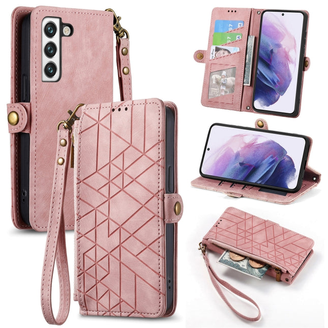 Geometric Zipper Wallet Side Buckle Leather Phone Case, For Samsung Galaxy S21 Ultra 5G, For Samsung Galaxy A12, For Samsung Galaxy A42 5G, For Samsung Galaxy Note20 Ultra