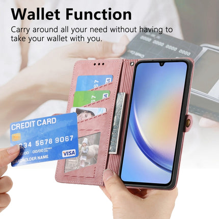 Geometric Zipper Wallet Side Buckle Leather Phone Case, For Samsung Galaxy A71, For Samsung Galaxy A51, For Samsung Galaxy A70S, For Samsung Galaxy A50