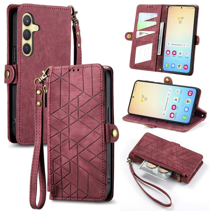 Geometric Zipper Wallet Side Buckle Leather Phone Case, For Samsung Galaxy S24 Ultra 5G, For Samsung Galaxy S24+ 5G, For Samsung Galaxy S24 5G, For Samsung Galaxy A05