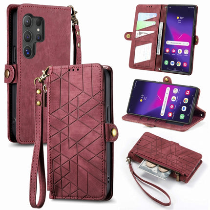Geometric Zipper Wallet Side Buckle Leather Phone Case, For Samsung Galaxy S24 Ultra 5G, For Samsung Galaxy S24+ 5G, For Samsung Galaxy S24 5G, For Samsung Galaxy A05