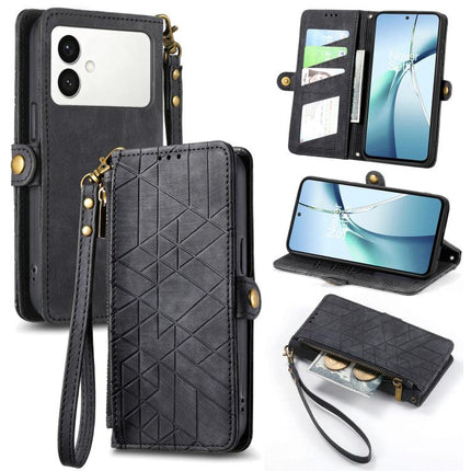 Geometric Zipper Wallet Side Buckle Leather Phone Case, For Samsung Galaxy S26 Edge 5G, For Samsung Galaxy A57 5G, For Samsung Galaxy A37 5G, For Samsung Galaxy S25 Edge 5G