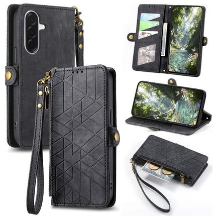Geometric Zipper Wallet Side Buckle Leather Phone Case, For Samsung Galaxy S26 Edge 5G, For Samsung Galaxy A57 5G, For Samsung Galaxy A37 5G, For Samsung Galaxy S25 Edge 5G