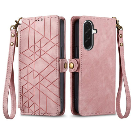 Geometric Zipper Wallet Side Buckle Leather Phone Case, For Samsung Galaxy A56 5G, For Samsung Galaxy A36 5G, For Samsung Galaxy S25 5G, For Samsung Galaxy S25+ 5G