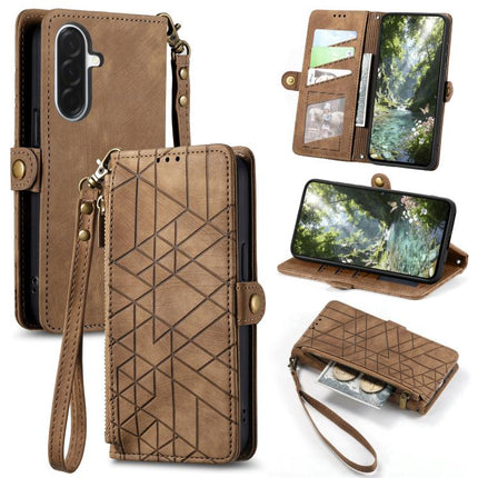 Geometric Zipper Wallet Side Buckle Leather Phone Case, For Samsung Galaxy A56 5G, For Samsung Galaxy A36 5G, For Samsung Galaxy S25 5G, For Samsung Galaxy S25+ 5G