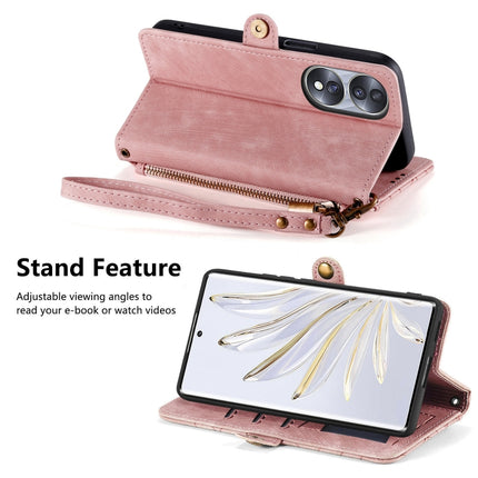 Geometric Zipper Wallet Side Buckle Leather Phone Case, For Honor 70, For Honor Play 6T, For Honor Play 6T Pro, For Honor Magic4 Lite