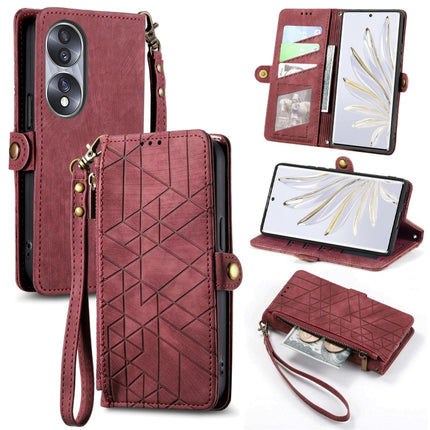 Geometric Zipper Wallet Side Buckle Leather Phone Case, For Honor 70, For Honor Play 6T, For Honor Play 6T Pro, For Honor Magic4 Lite