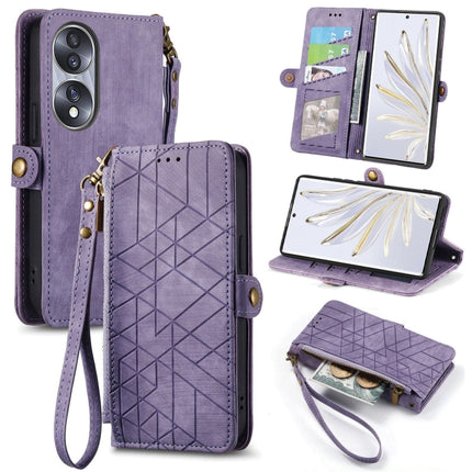 Geometric Zipper Wallet Side Buckle Leather Phone Case, For Honor 70, For Honor Play 6T, For Honor Play 6T Pro, For Honor Magic4 Lite