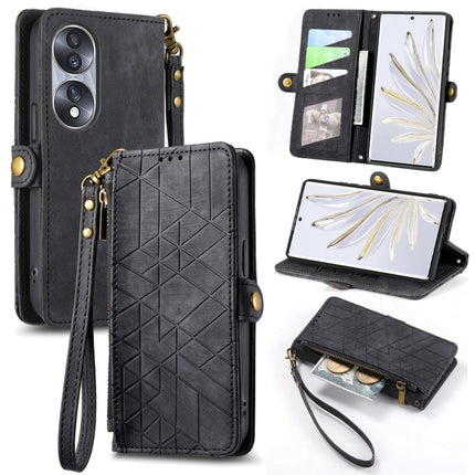 Geometric Zipper Wallet Side Buckle Leather Phone Case, For Honor 70, For Honor Play 6T, For Honor Play 6T Pro, For Honor Magic4 Lite