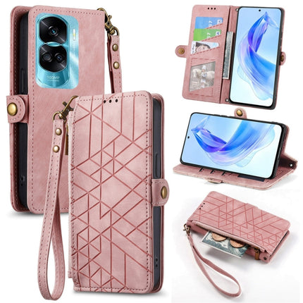 Geometric Zipper Wallet Side Buckle Leather Phone Case, For Honor Play 50 Plus, For Honor 90 Lite / X50i, For Honor 90 Pro, For Honor 90