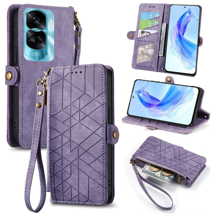 Geometric Zipper Wallet Side Buckle Leather Phone Case, For Honor Play 50 Plus, For Honor 90 Lite / X50i, For Honor 90 Pro, For Honor 90