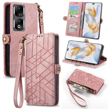 Geometric Zipper Wallet Side Buckle Leather Phone Case, For Honor Play 50 Plus, For Honor 90 Lite / X50i, For Honor 90 Pro, For Honor 90