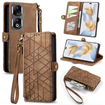 Geometric Zipper Wallet Side Buckle Leather Phone Case, For Honor Play 50 Plus, For Honor 90 Lite / X50i, For Honor 90 Pro, For Honor 90