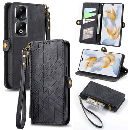 Geometric Zipper Wallet Side Buckle Leather Phone Case, For Honor Play 50 Plus, For Honor 90 Lite / X50i, For Honor 90 Pro, For Honor 90