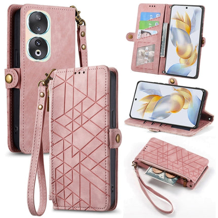 Geometric Zipper Wallet Side Buckle Leather Phone Case, For Honor Play 50 Plus, For Honor 90 Lite / X50i, For Honor 90 Pro, For Honor 90