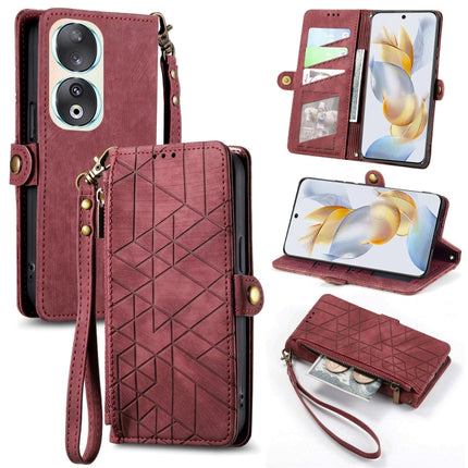 Geometric Zipper Wallet Side Buckle Leather Phone Case, For Honor Play 50 Plus, For Honor 90 Lite / X50i, For Honor 90 Pro, For Honor 90