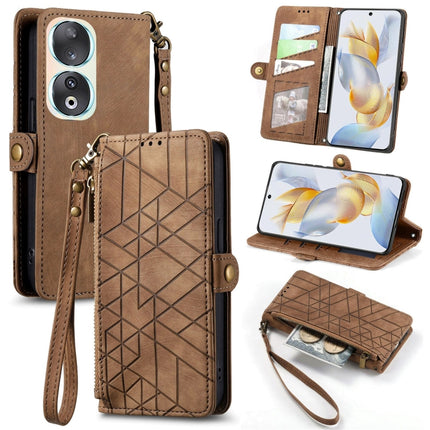 Geometric Zipper Wallet Side Buckle Leather Phone Case, For Honor Play 50 Plus, For Honor 90 Lite / X50i, For Honor 90 Pro, For Honor 90