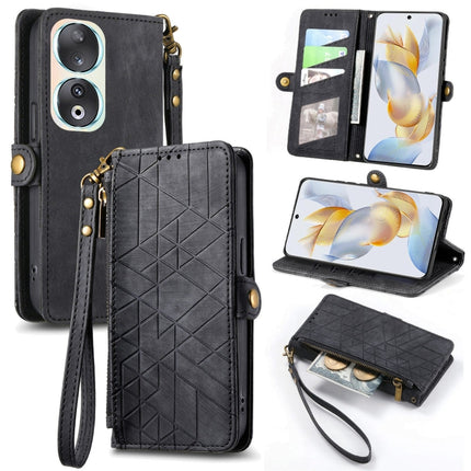 Geometric Zipper Wallet Side Buckle Leather Phone Case, For Honor Play 50 Plus, For Honor 90 Lite / X50i, For Honor 90 Pro, For Honor 90
