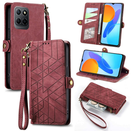 Geometric Zipper Wallet Side Buckle Leather Phone Case, For Honor X40 GT, For Honor X8 5G, For Honor X40i, For Honor 70 Pro