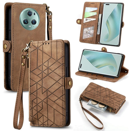 Geometric Zipper Wallet Side Buckle Leather Phone Case, For Honor Magic5 Pro, For Honor Magic5, For Honor X8A, For Honor X9A