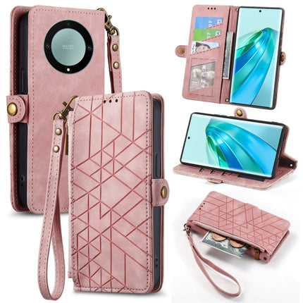 Geometric Zipper Wallet Side Buckle Leather Phone Case, For Honor Magic5 Pro, For Honor Magic5, For Honor X8A, For Honor X9A