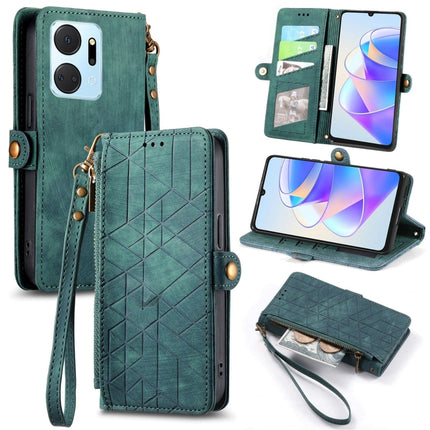 Geometric Zipper Wallet Side Buckle Leather Phone Case, For Honor X7A, For Honor 80 SE, For Honor 80, For Honor 80 Pro