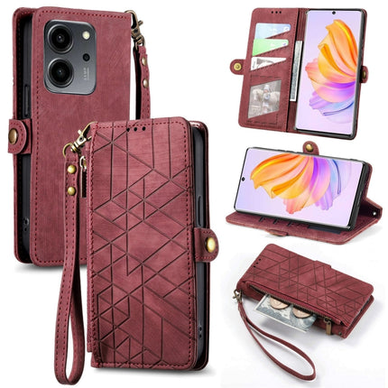 Geometric Zipper Wallet Side Buckle Leather Phone Case, For Honor X7A, For Honor 80 SE, For Honor 80, For Honor 80 Pro