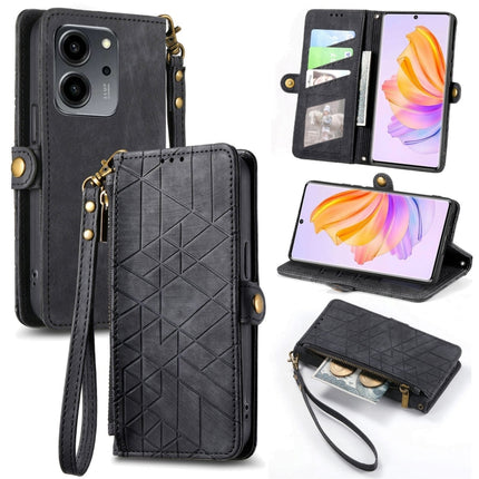 Geometric Zipper Wallet Side Buckle Leather Phone Case, For Honor X7A, For Honor 80 SE, For Honor 80, For Honor 80 Pro