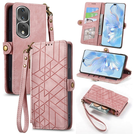Geometric Zipper Wallet Side Buckle Leather Phone Case, For Honor X7A, For Honor 80 SE, For Honor 80, For Honor 80 Pro