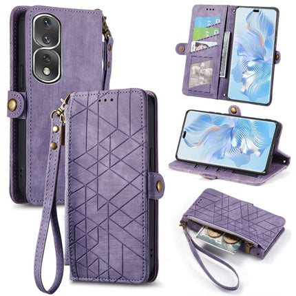 Geometric Zipper Wallet Side Buckle Leather Phone Case, For Honor X7A, For Honor 80 SE, For Honor 80, For Honor 80 Pro