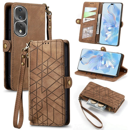 Geometric Zipper Wallet Side Buckle Leather Phone Case, For Honor X7A, For Honor 80 SE, For Honor 80, For Honor 80 Pro