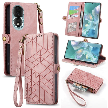 Geometric Zipper Wallet Side Buckle Leather Phone Case, For Honor X7A, For Honor 80 SE, For Honor 80, For Honor 80 Pro