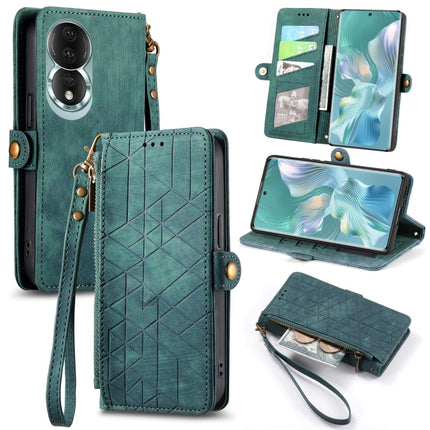 Geometric Zipper Wallet Side Buckle Leather Phone Case, For Honor X7A, For Honor 80 SE, For Honor 80, For Honor 80 Pro