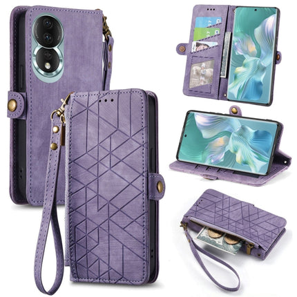 Geometric Zipper Wallet Side Buckle Leather Phone Case, For Honor X7A, For Honor 80 SE, For Honor 80, For Honor 80 Pro