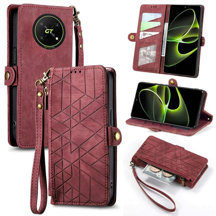 Geometric Zipper Wallet Side Buckle Leather Phone Case, For Honor X40 GT, For Honor X8 5G, For Honor X40i, For Honor 70 Pro