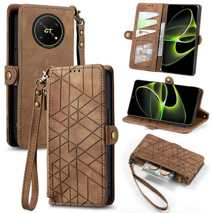 Geometric Zipper Wallet Side Buckle Leather Phone Case, For Honor X40 GT, For Honor X8 5G, For Honor X40i, For Honor 70 Pro