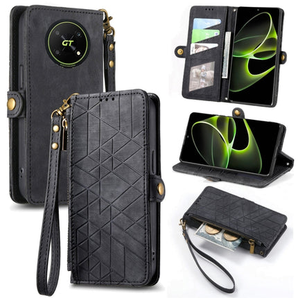 Geometric Zipper Wallet Side Buckle Leather Phone Case, For Honor X40 GT, For Honor X8 5G, For Honor X40i, For Honor 70 Pro