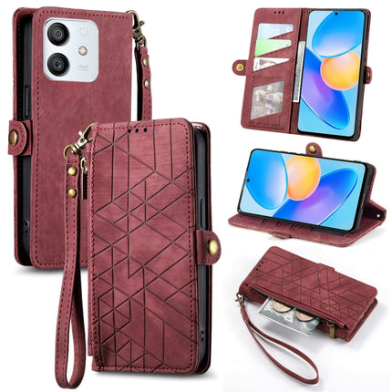 Geometric Zipper Wallet Side Buckle Leather Phone Case, For Honor 70, For Honor Play 6T, For Honor Play 6T Pro, For Honor Magic4 Lite